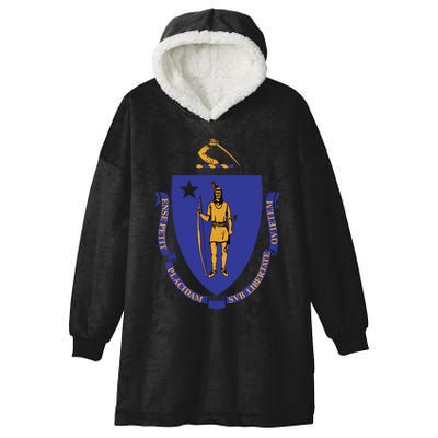 Massachusetts State Flag Us State Flag Hooded Wearable Blanket