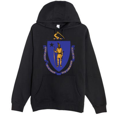 Massachusetts State Flag Us State Flag Premium Pullover Hoodie