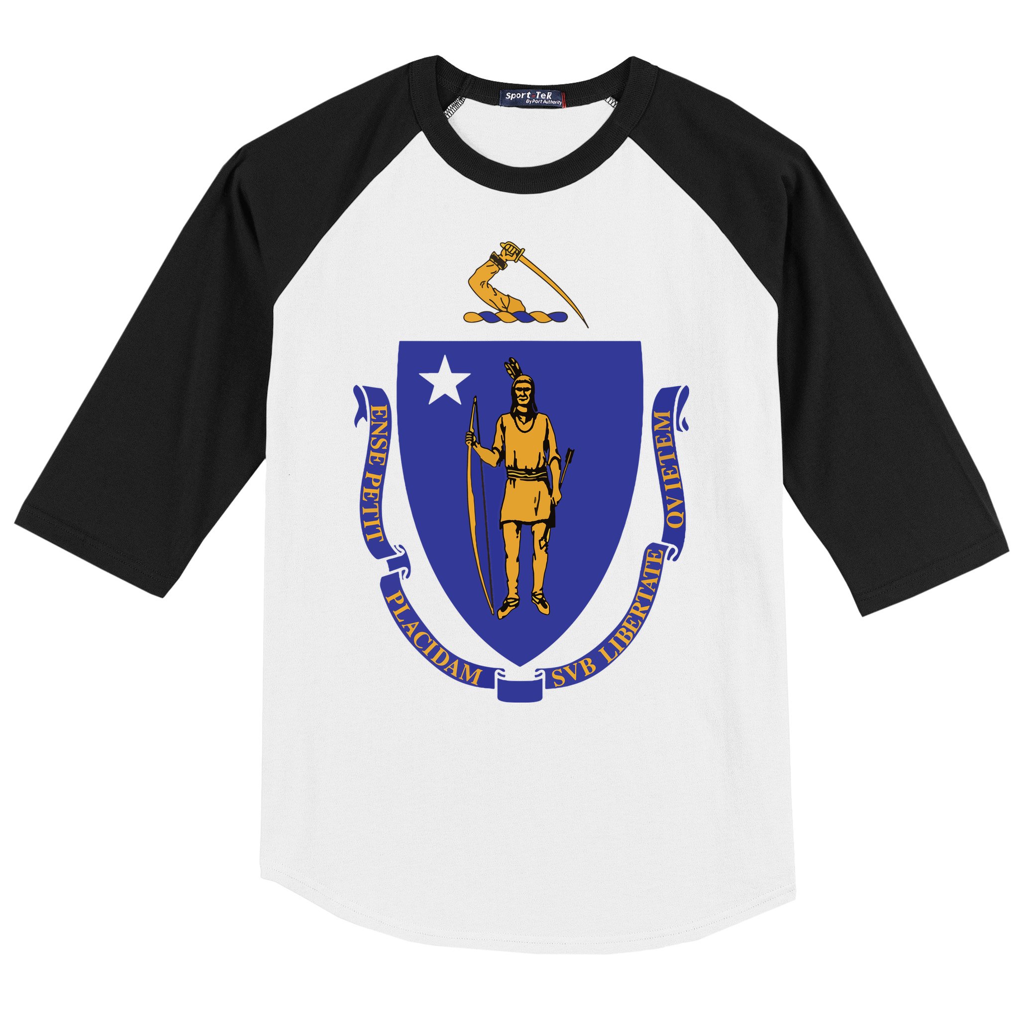 Massachusetts State Flag Us State Flag Baseball Sleeve Shirt