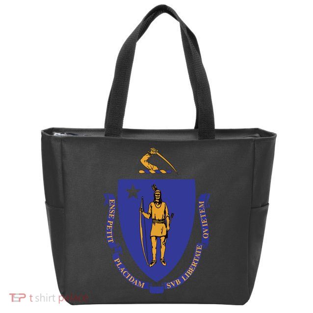 Massachusetts State Flag Us State Flag Zip Tote Bag