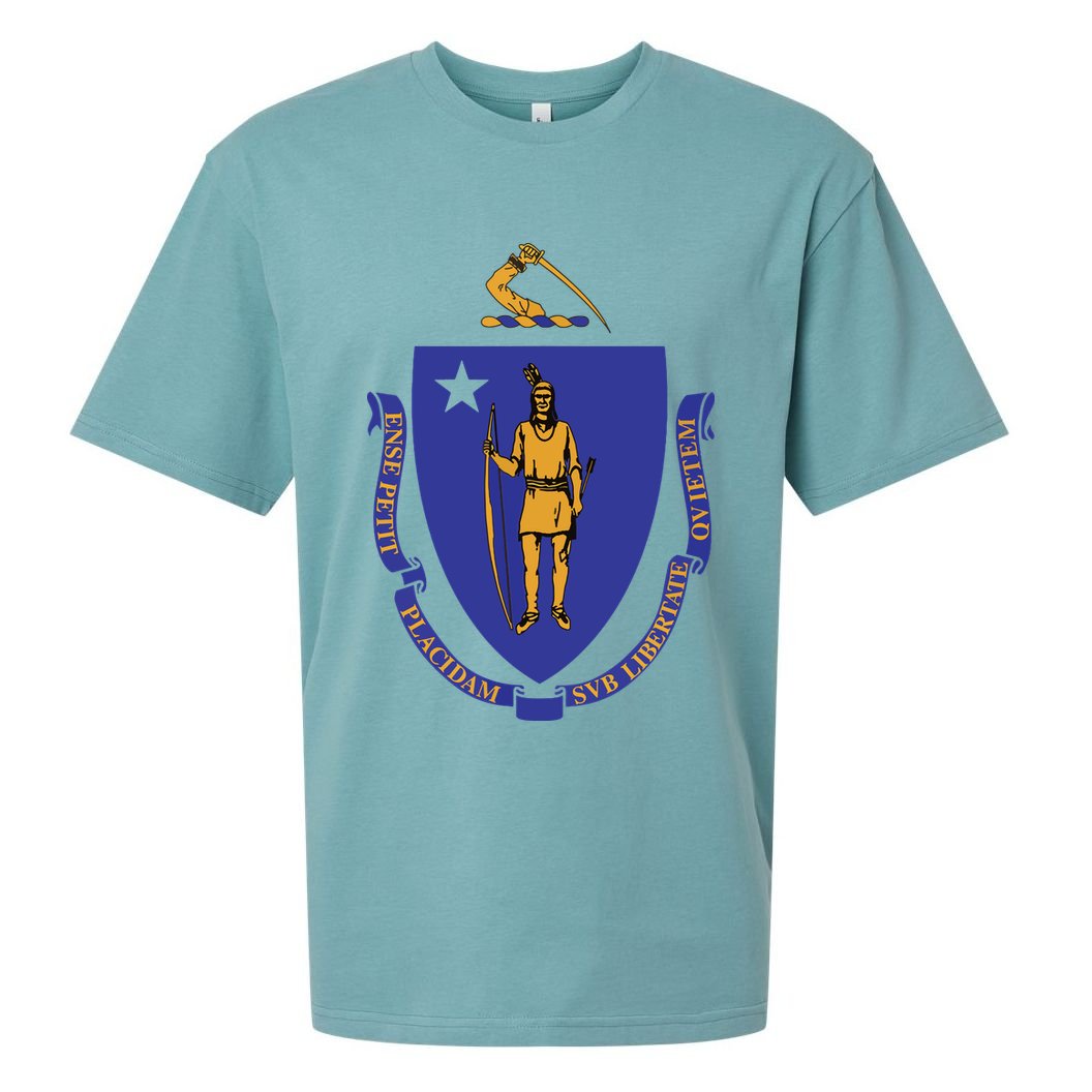 Massachusetts State Flag Us State Flag Sueded Cloud Jersey T-Shirt