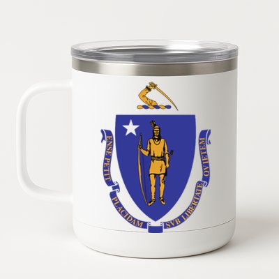 Massachusetts State Flag Us State Flag 12 oz Stainless Steel Tumbler Cup