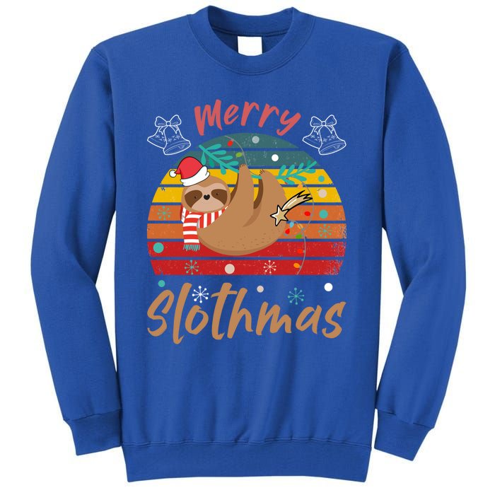 Merry Slothmas Funny Christmas Pajama Sloth Lovers Vintage Gift Tall Sweatshirt