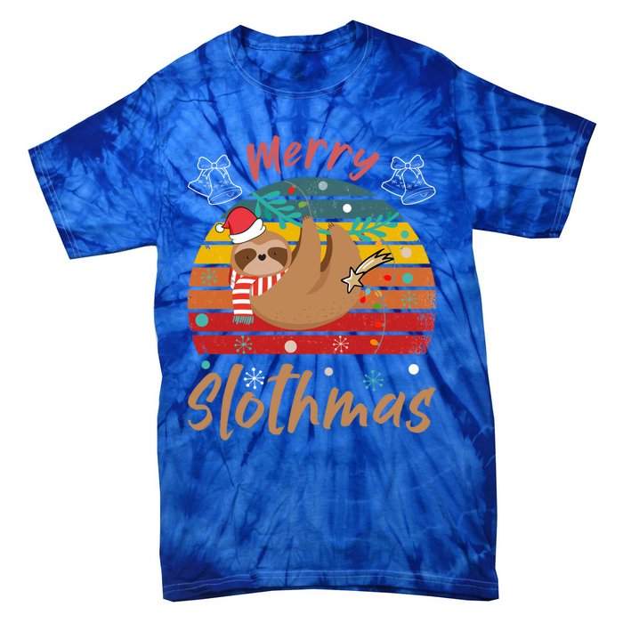 Merry Slothmas Funny Christmas Pajama Sloth Lovers Vintage Gift Tie-Dye T-Shirt