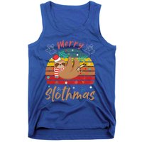 Merry Slothmas Funny Christmas Pajama Sloth Lovers Vintage Gift Tank Top