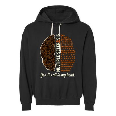 Multiple Sclerosis Facts Ms Awareness Support Graphic Garment-Dyed Fleece Hoodie