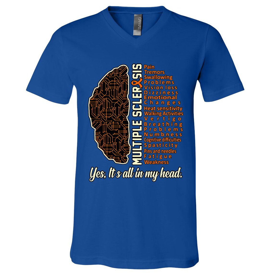 Multiple Sclerosis Facts Ms Awareness Support Graphic V-Neck T-Shirt