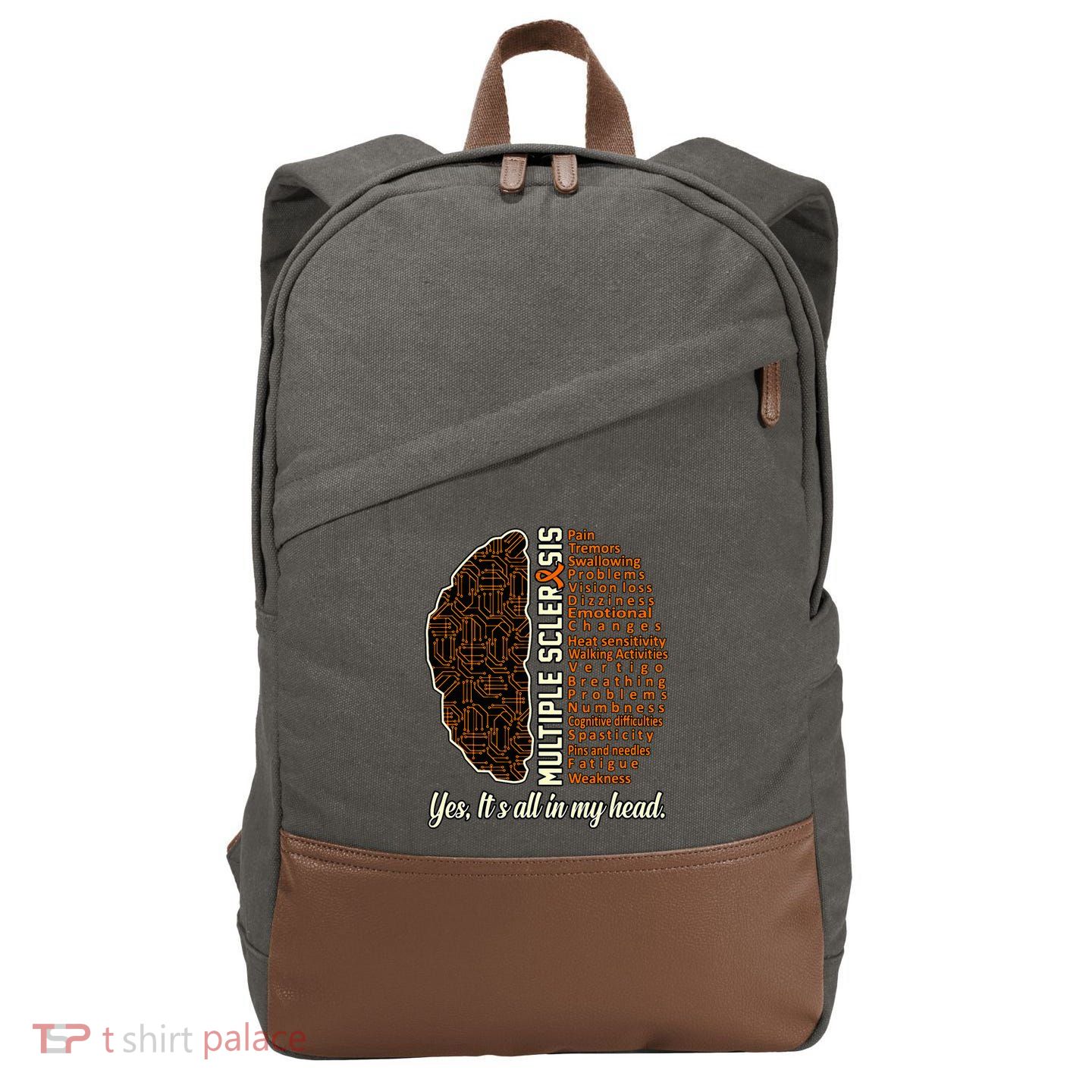 Multiple Sclerosis Facts Ms Awareness Support Graphic Cotton Canvas Backpack