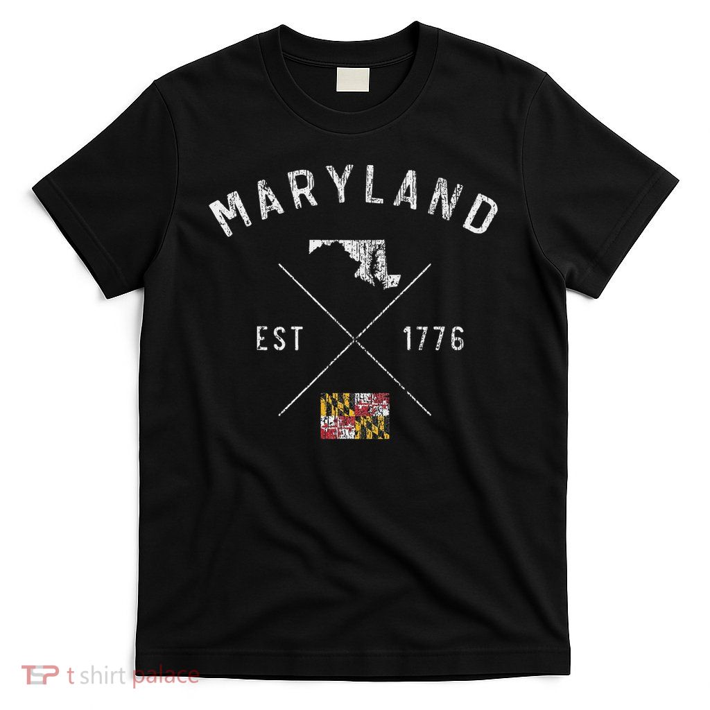 Maryland State Flag And Year Souvenir For Patriotic T-Shirt
