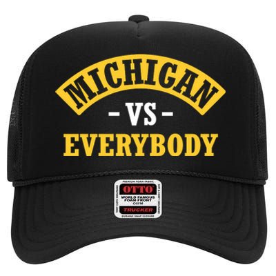 Michigan Sports Fan Pride Bold Statement Apparel Design High Crown Mesh Back Trucker Hat