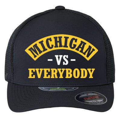 Michigan Sports Fan Pride Bold Statement Apparel Design Flexfit Unipanel Trucker Cap