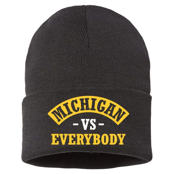 Michigan Sports Fan Pride Bold Statement Apparel Design Sustainable Knit Beanie