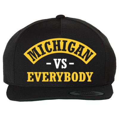 Michigan Sports Fan Pride Bold Statement Apparel Design Wool Snapback Cap