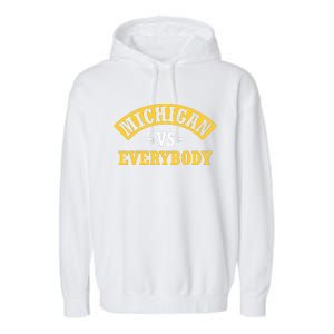 Michigan Sports Fan Pride Bold Statement Apparel Design Garment-Dyed Fleece Hoodie