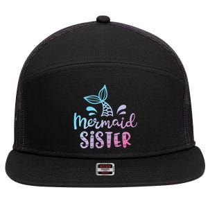 Mermaid Sister Funny Women Family Matching Birthday 7 Panel Mesh Trucker Snapback Hat