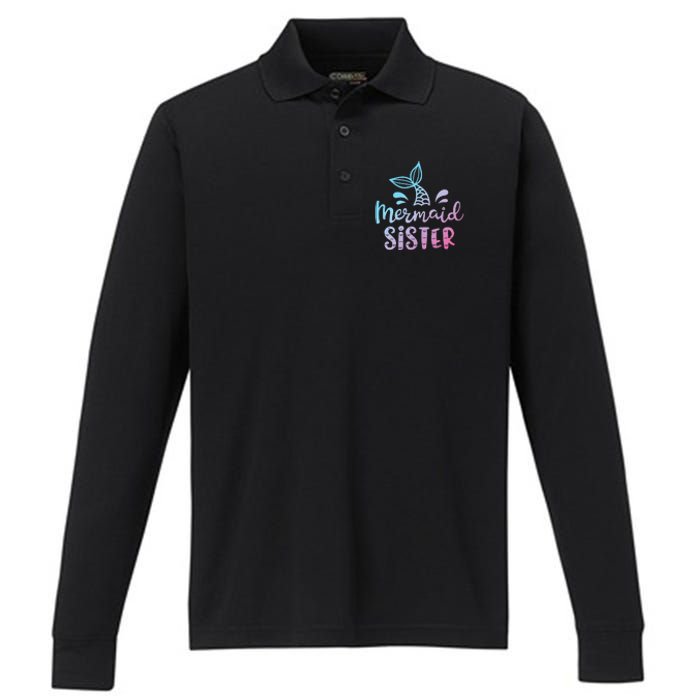 Mermaid Sister Funny Women Family Matching Birthday Performance Long Sleeve Polo