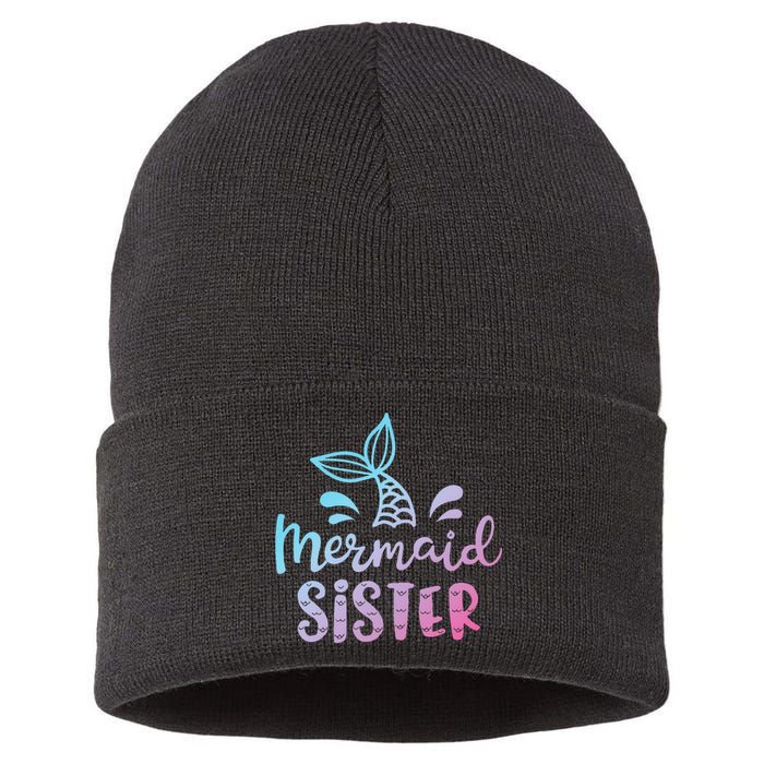 Mermaid Sister Funny Women Family Matching Birthday Sustainable Knit Beanie