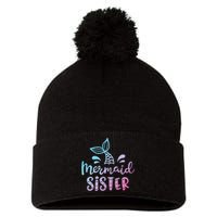 Mermaid Sister Funny Women Family Matching Birthday Pom Pom 12in Knit Beanie