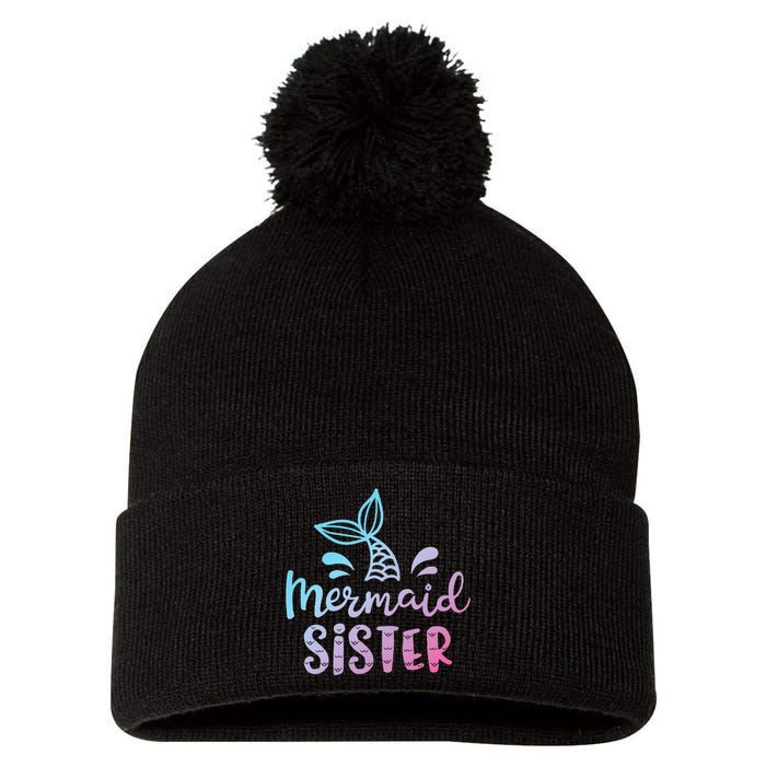 Mermaid Sister Funny Women Family Matching Birthday Pom Pom 12in Knit Beanie