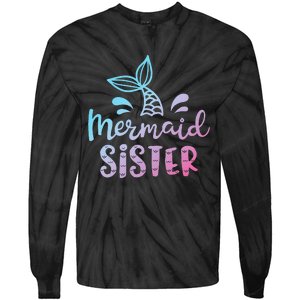 Mermaid Sister Funny Women Family Matching Birthday Tie-Dye Long Sleeve Shirt