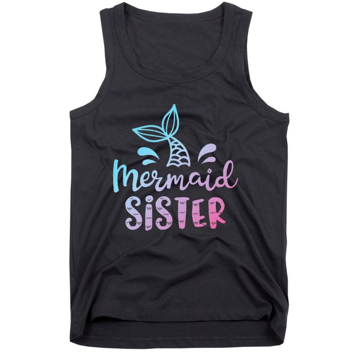 Mermaid Sister Funny Women Family Matching Birthday Tank Top