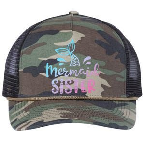 Mermaid Sister Funny Women Family Matching Birthday Retro Rope Trucker Hat Cap