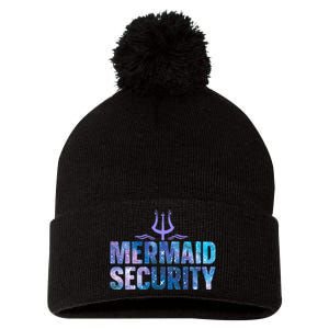 Mermaid Security Funny Dad Mermaid Family Mermaid Squad Pom Pom 12in Knit Beanie