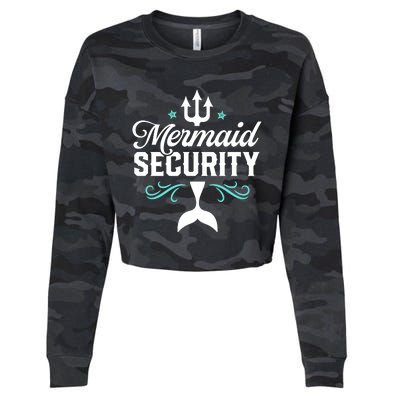 Mermaid Security Funny Merman Swimmer Swimming Birthday Gift Cropped Pullover Crew