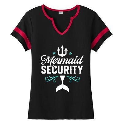 Mermaid Security Funny Merman Swimmer Swimming Birthday Gift Ladies Halftime Notch Neck Tee