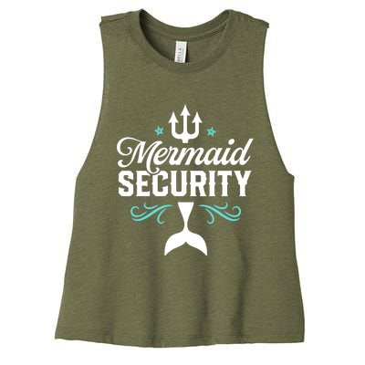 Mermaid Security Funny Merman Swimmer Swimming Birthday Gift Women's Racerback Cropped Tank