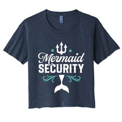 Mermaid Security Funny Merman Swimmer Swimming Birthday Gift Women's Crop Top Tee