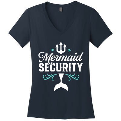 Mermaid Security Funny Merman Swimmer Swimming Birthday Gift Women's V-Neck T-Shirt