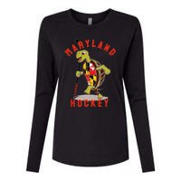 Maryland State Flag Turtle Hockey Baltimore Sports Womens Cotton Relaxed Long Sleeve T-Shirt