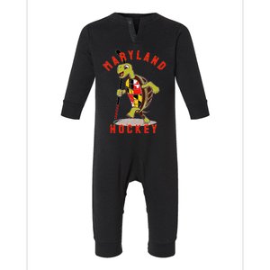 Maryland State Flag Turtle Hockey Baltimore Sports Infant Fleece One Piece