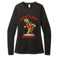 Maryland State Flag Turtle Hockey Baltimore Sports Womens CVC Long Sleeve Shirt