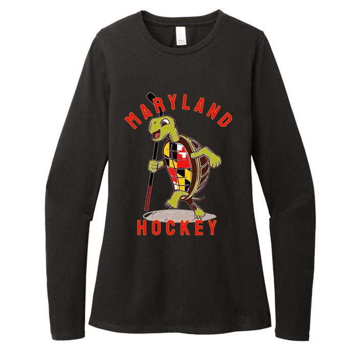 Maryland State Flag Turtle Hockey Baltimore Sports Womens CVC Long Sleeve Shirt