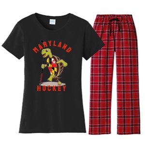 Maryland State Flag Turtle Hockey Baltimore Sports Women's Flannel Pajama Set