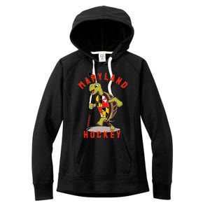 Maryland State Flag Turtle Hockey Baltimore Sports Women's Fleece Hoodie