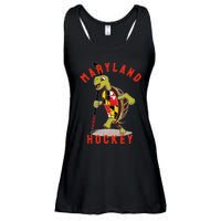 Maryland State Flag Turtle Hockey Baltimore Sports Ladies Essential Flowy Tank