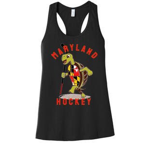 Maryland State Flag Turtle Hockey Baltimore Sports Women's Racerback Tank