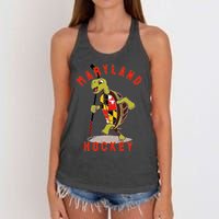 Maryland State Flag Turtle Hockey Baltimore Sports Women's Knotted Racerback Tank