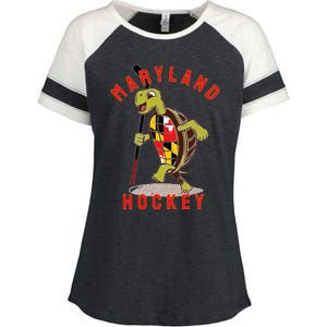 Maryland State Flag Turtle Hockey Baltimore Sports Enza Ladies Jersey Colorblock Tee