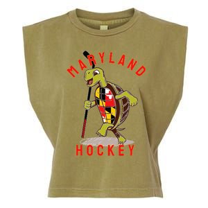 Maryland State Flag Turtle Hockey Baltimore Sports Garment-Dyed Women's Muscle Tee