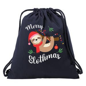 Merry Slothmas Funny Christmas Xmas Design For Sloth Lovers Gift Drawstring Bag