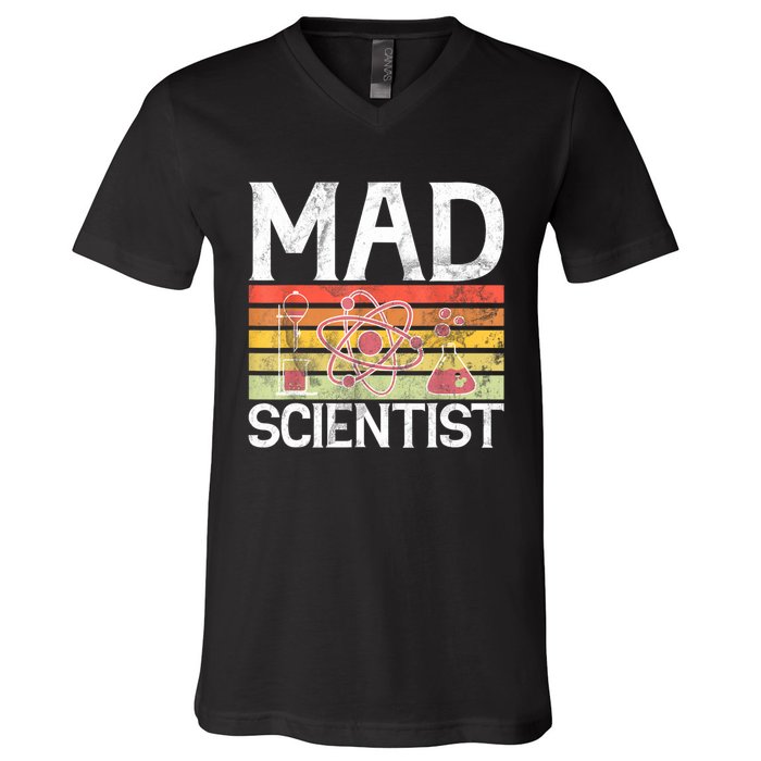 Mad Scientist Funny Science Teacher V-Neck T-Shirt