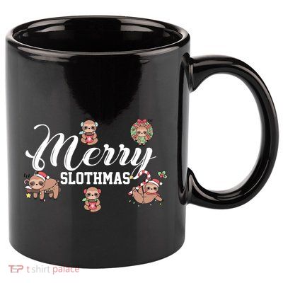 Merry Slothmas Funny Sloth Christmas Cute Animal Kingdom Cute Gift 11oz C Handle Ceramic Mug