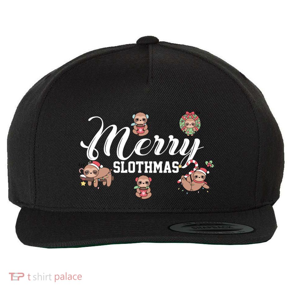 Merry Slothmas Funny Sloth Christmas Cute Animal Kingdom Cute Gift Wool Snapback Cap