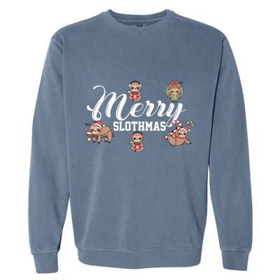 Merry Slothmas Funny Sloth Christmas Cute Animal Kingdom Cute Gift Garment-Dyed Sweatshirt