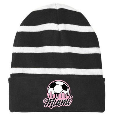 Miami Soccer Fansrelated Products Striped Beanie with Solid Band