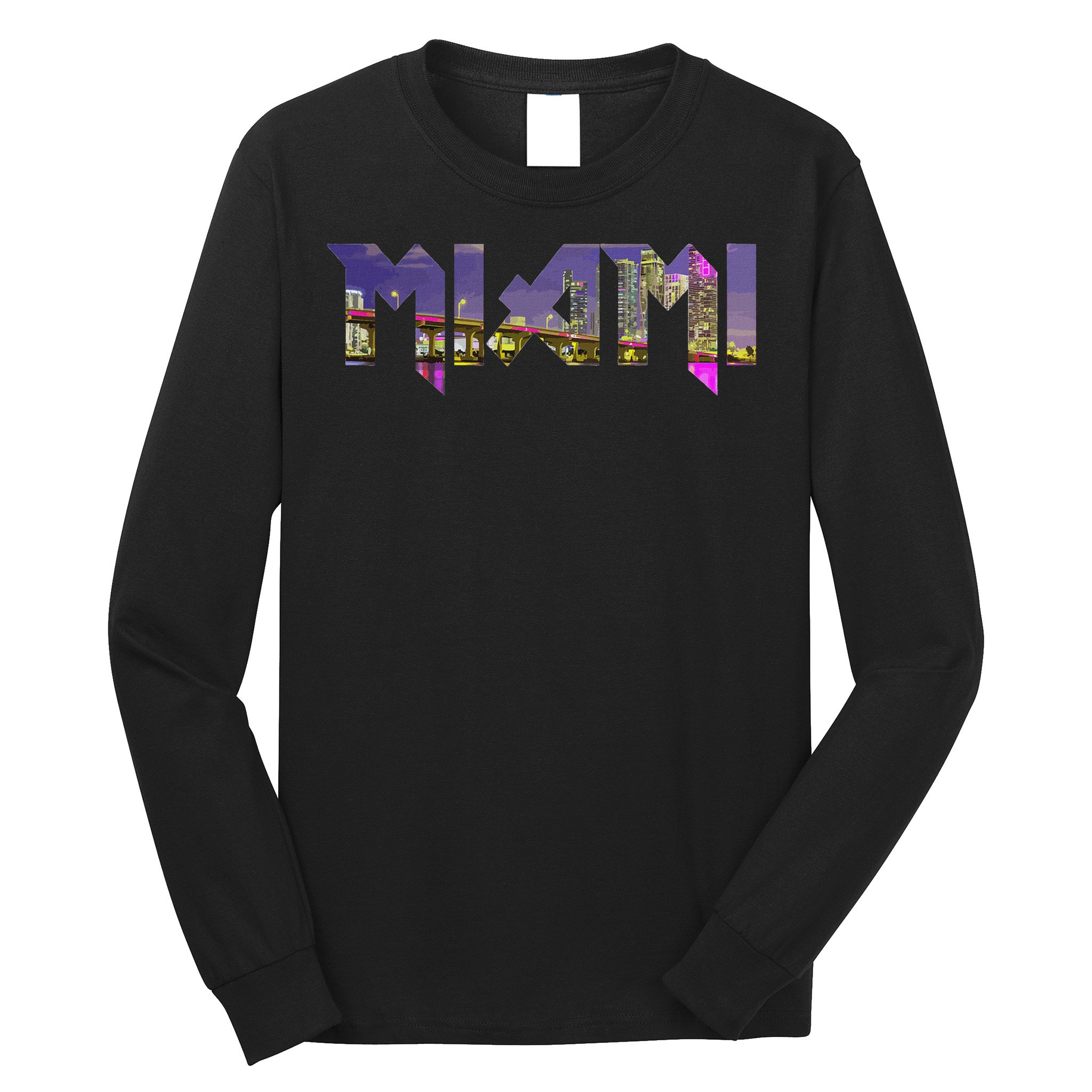 Miami Skyline Florida Vintage Pride Retro Long Sleeve Shirt